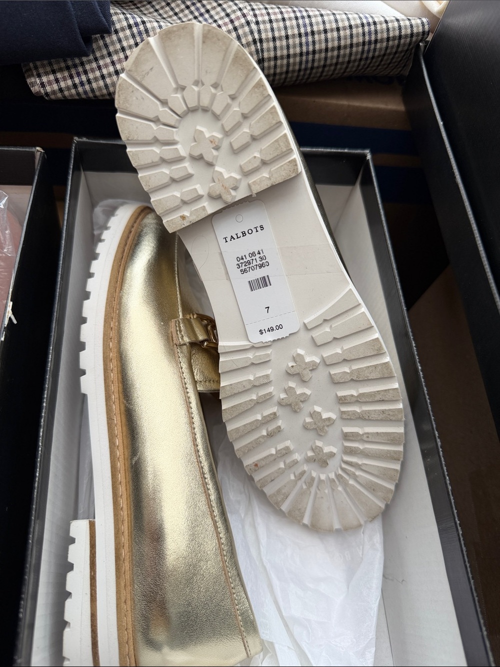 Talbots Metallic Gold Lug Sole Loafers